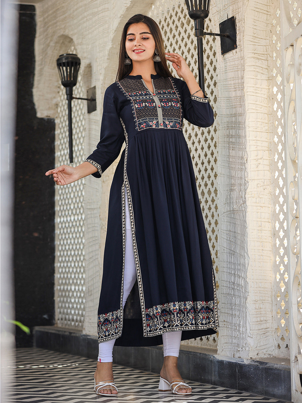 Navy blue clearance ethnic dress