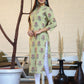 Green Floral Printed Cotton Casual Kurta