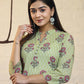 Green Floral Printed Cotton Casual Kurta