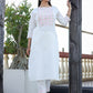 White Embroidered Cotton Kurta Pant Set