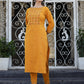 Yellow Embroidered Cotton Kurta Pant Set