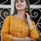 Yellow Embroidered Cotton Kurta Pant Set