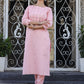 Peach Embroidered Cotton Kurta Pant Set