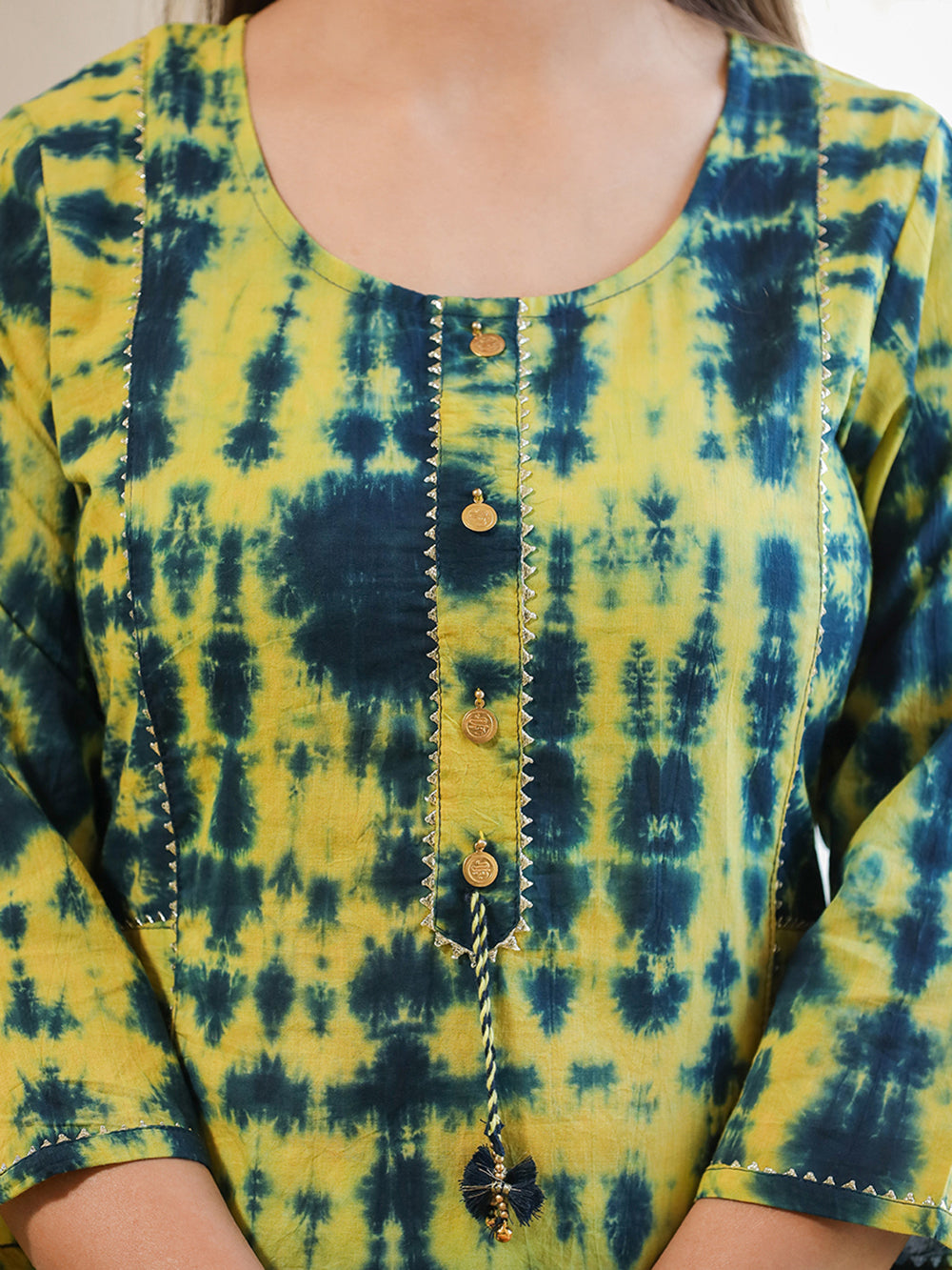 Green Shibori Tie Dye Cotton Casual Kurta