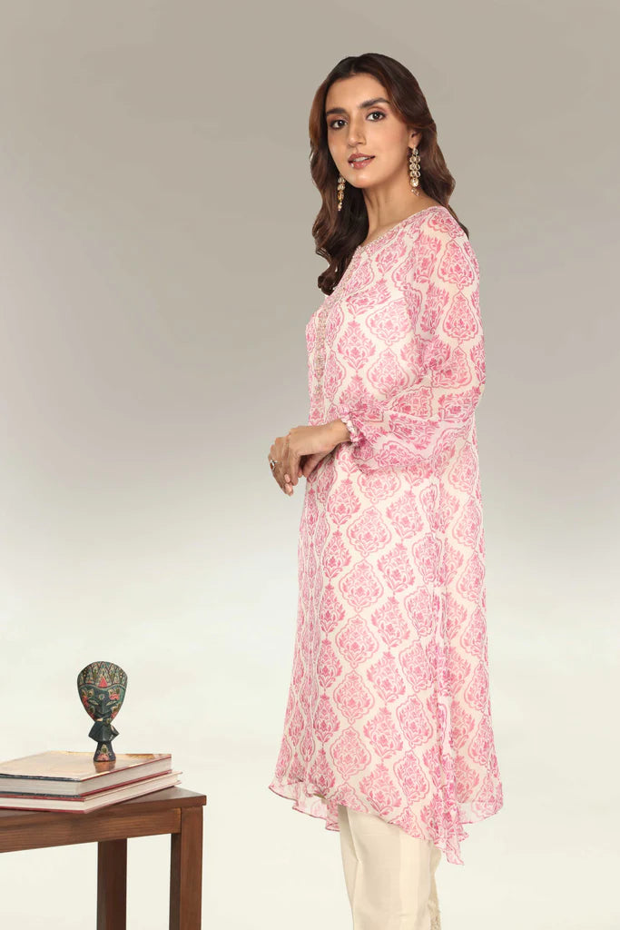 Pink Block Printed Cotton Suit - Set of 2