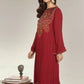 Maroon Embroidered Cotton Kurta