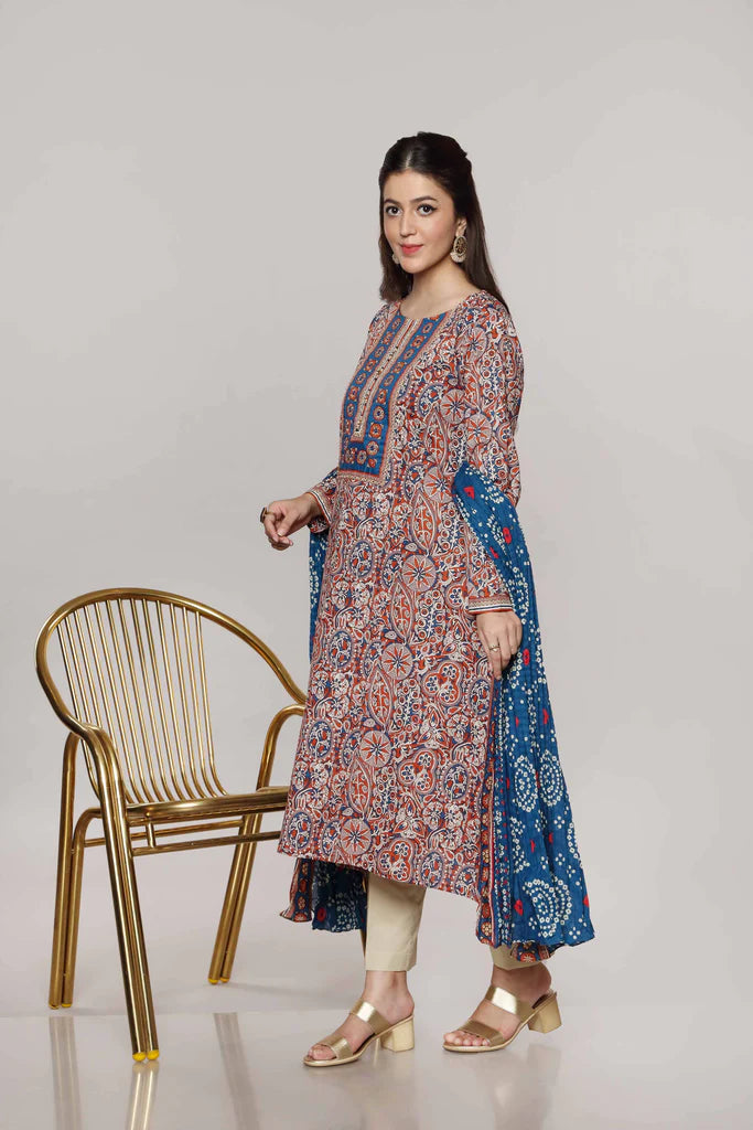 Blue Printed Dupatta