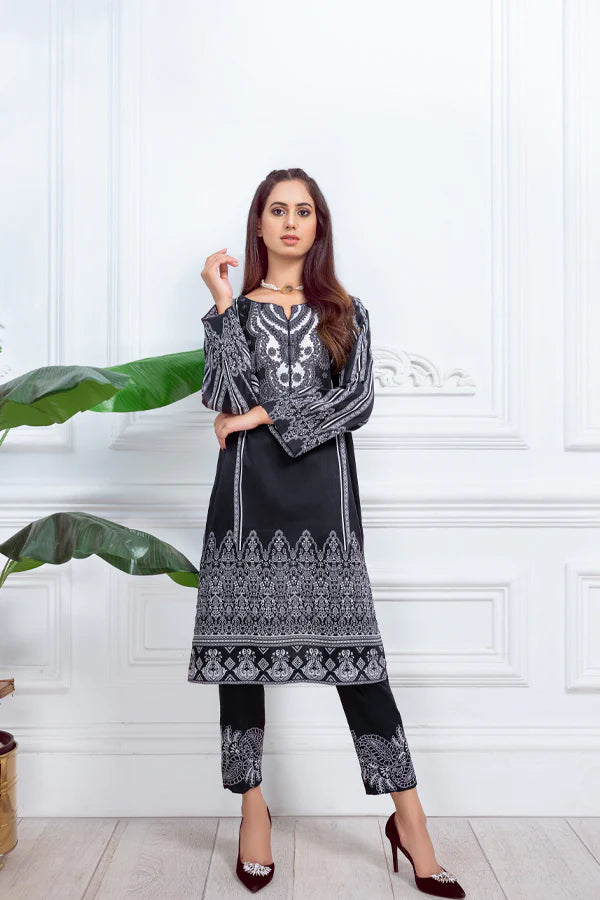 Black Embroidered Cotton Kurta