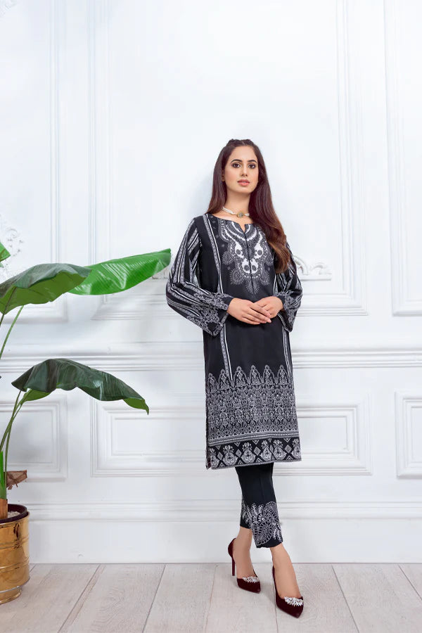 Black Embroidered Cotton Kurta