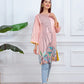 Peach Embroidered Cotton Kurta