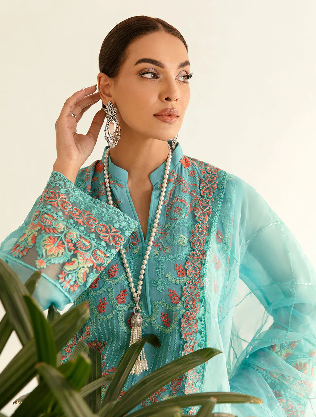 Green Embroidered Cotton Kurta