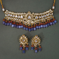 Blue Handcrafted Kundan Pear Bridal Necklace Set