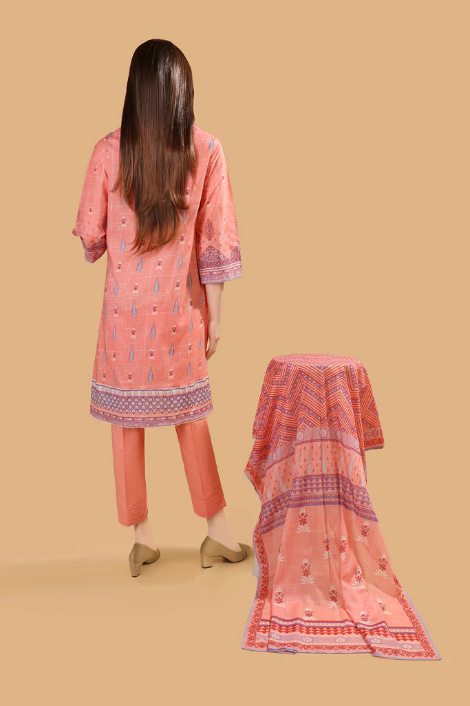 Orange Cotton Hand Block Printed Kurta