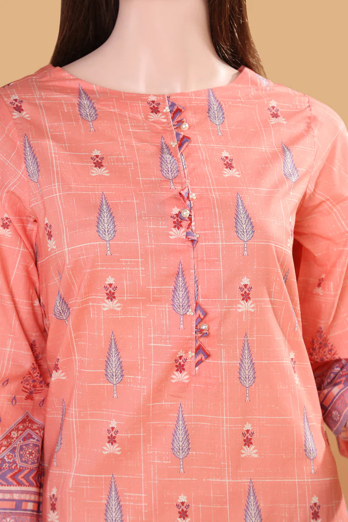 Orange Cotton Hand Block Printed Kurta