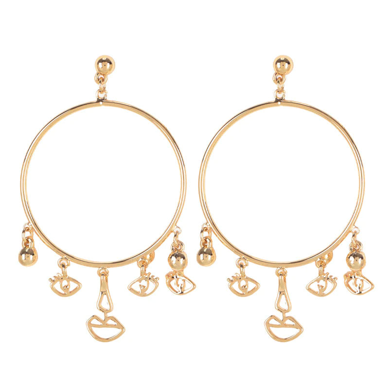 Gold Pleated Brass Earrings