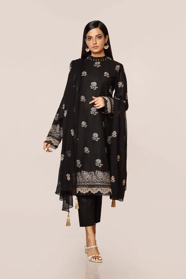 Black Embroidered Dupatta