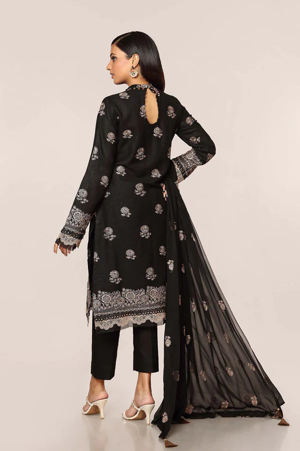 Black Embroidered Cotton Kurta