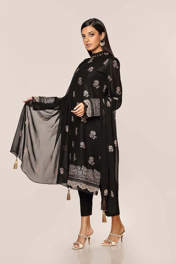 Black Embroidered Dupatta