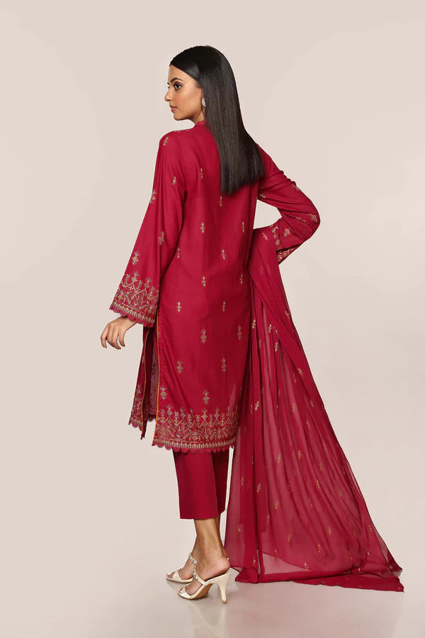 Maroon Cotton Silk Kurta