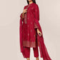 Red Embroidered dupatta