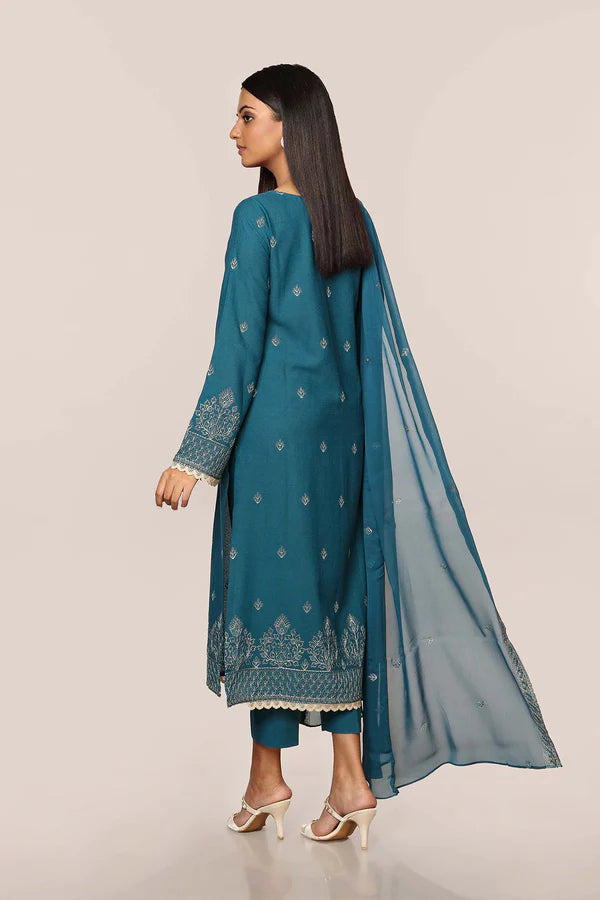 Teal Blue Cotton Silk Kurta