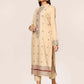 Beige Embroidered Cotton Kurta with Pants - Set of 2