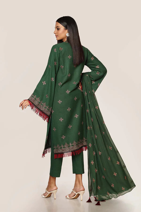 Green Embroidered Cotton Kurta