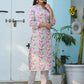 Pink Printed Cotton Kurta Pant Set