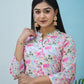 Pink Printed Cotton Kurta Pant Set