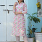 Pink Printed Cotton Kurta Pant Set