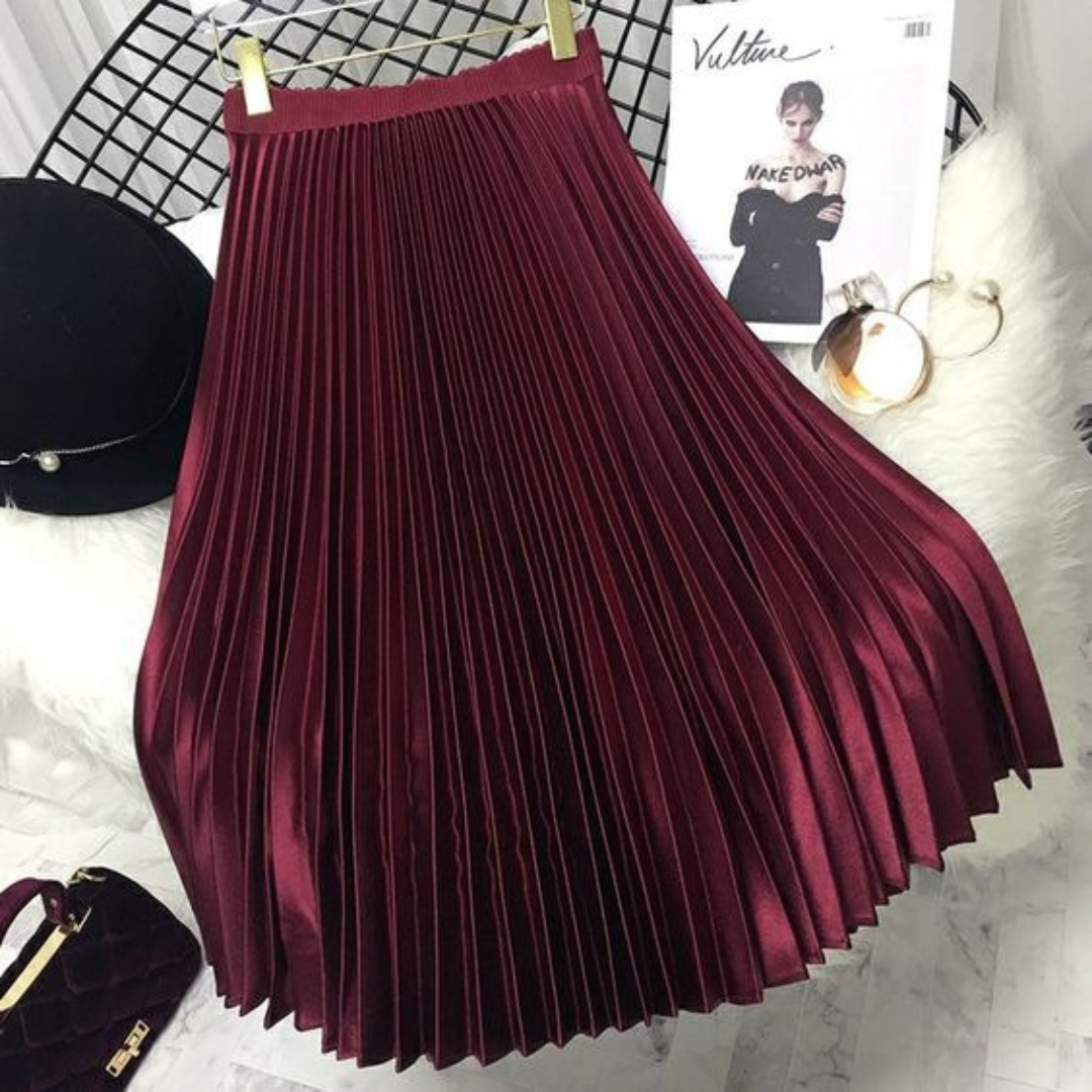 Maroon Pleated Skirt