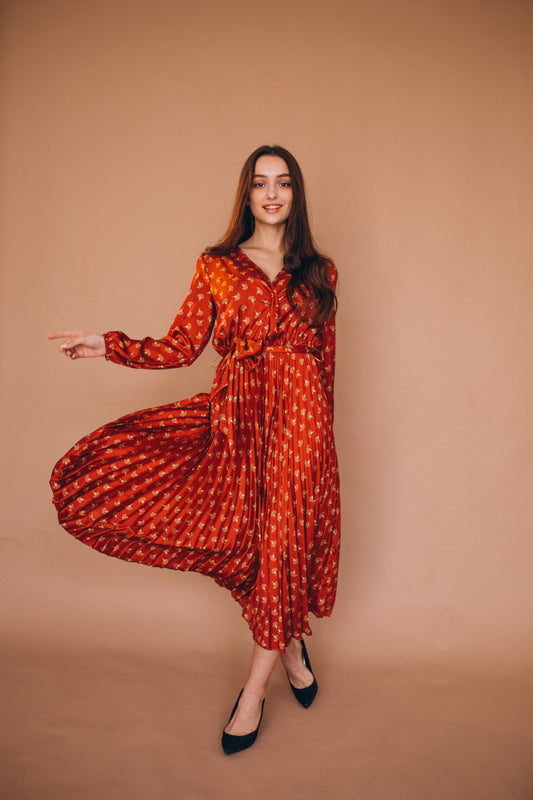 Red Printed Cotton Kurta